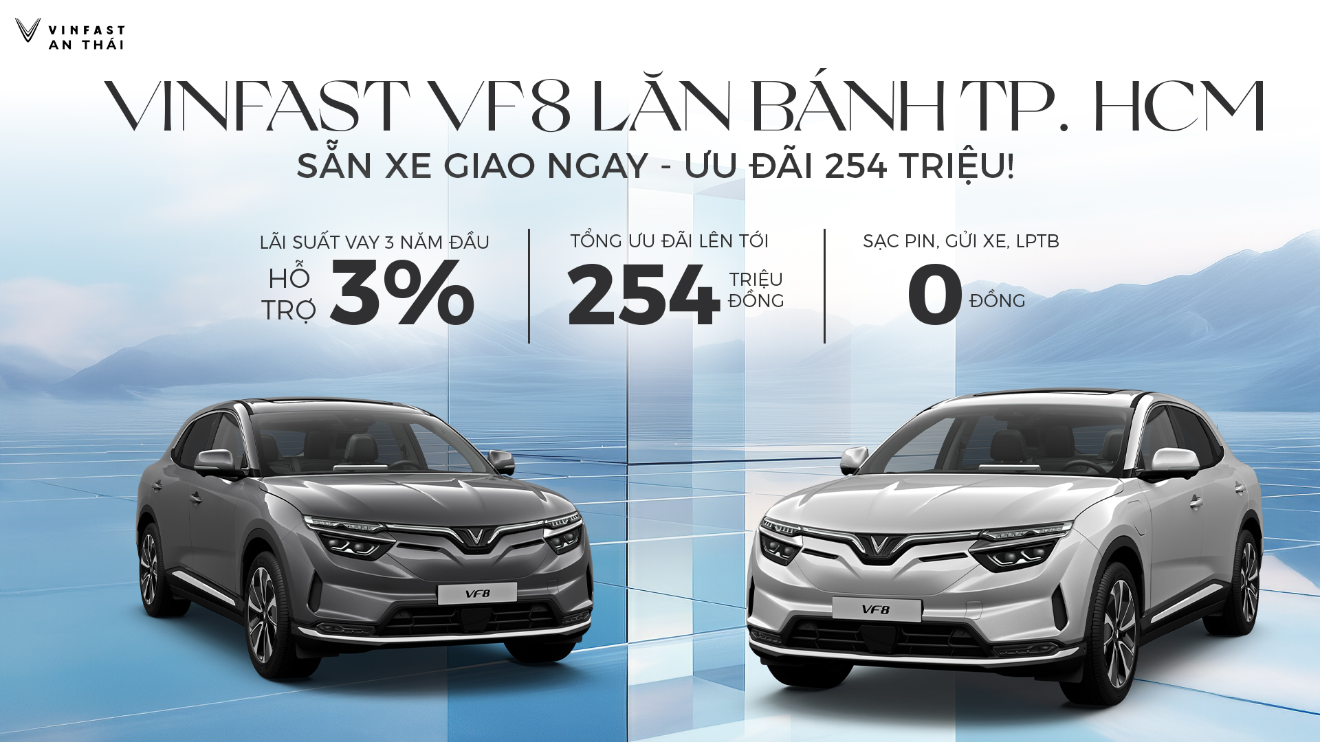 GIÁ XE VINFAST VF8 LĂN BÁNH TP. HCM, SẴN XE GIAO NGAY, ƯU ĐÃI 254 TRIỆU